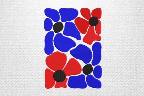 Abstract Red Blue Floral Embroidery Review