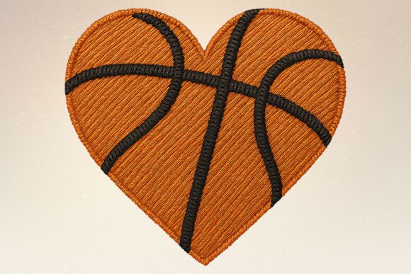 Faux Embroidery Basketball Heart PNG Review