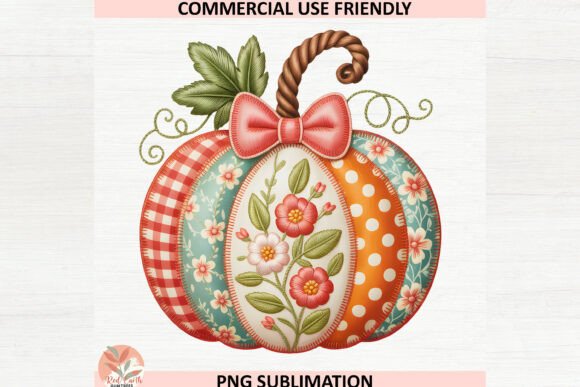 Faux Floral Embroidery Pumpkin Patchwork