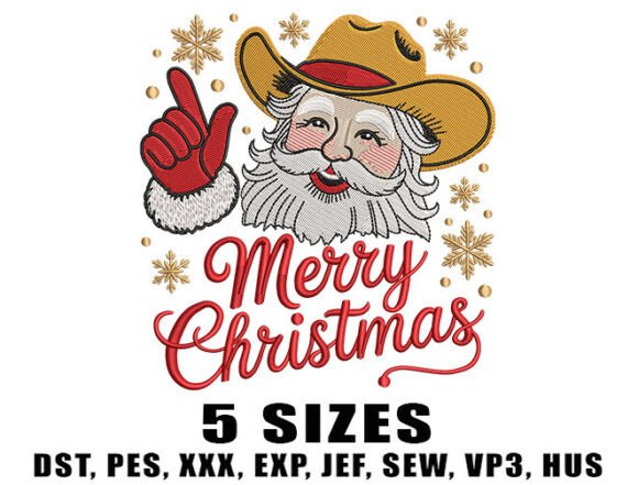 Retro Cowboy Santa Embroidery Designs